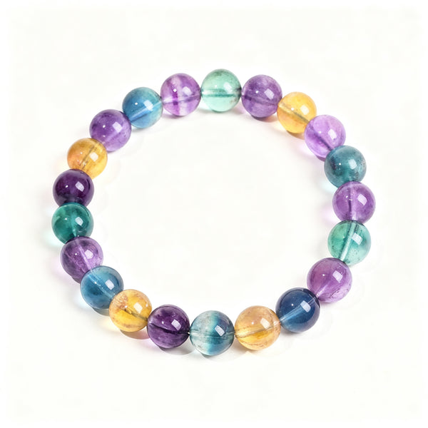 Natural Rainbow Fluorite beaded bracelet for Focus & Clarity - Rainbow Fluorite Focus Clarity Bracelet