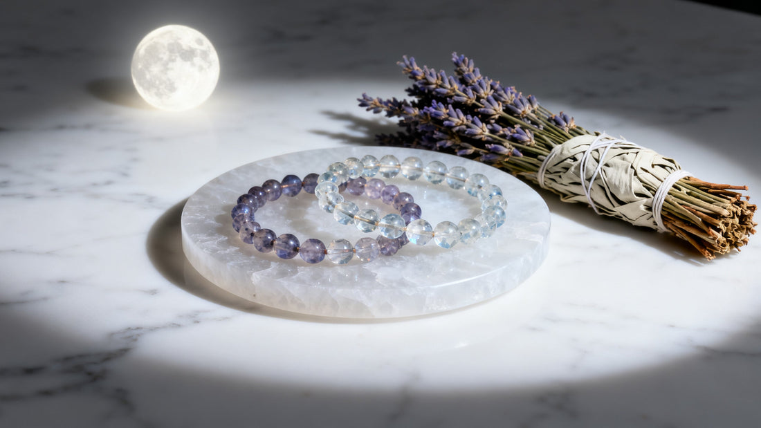 how to cleanse crystal bracelets sage selenite moonlight ritual setup