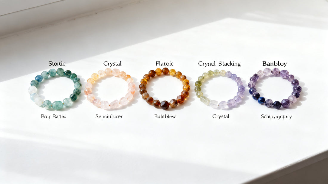 7 chakra crystal bracelets in rainbow gradient arrangement - meaning and energy guide