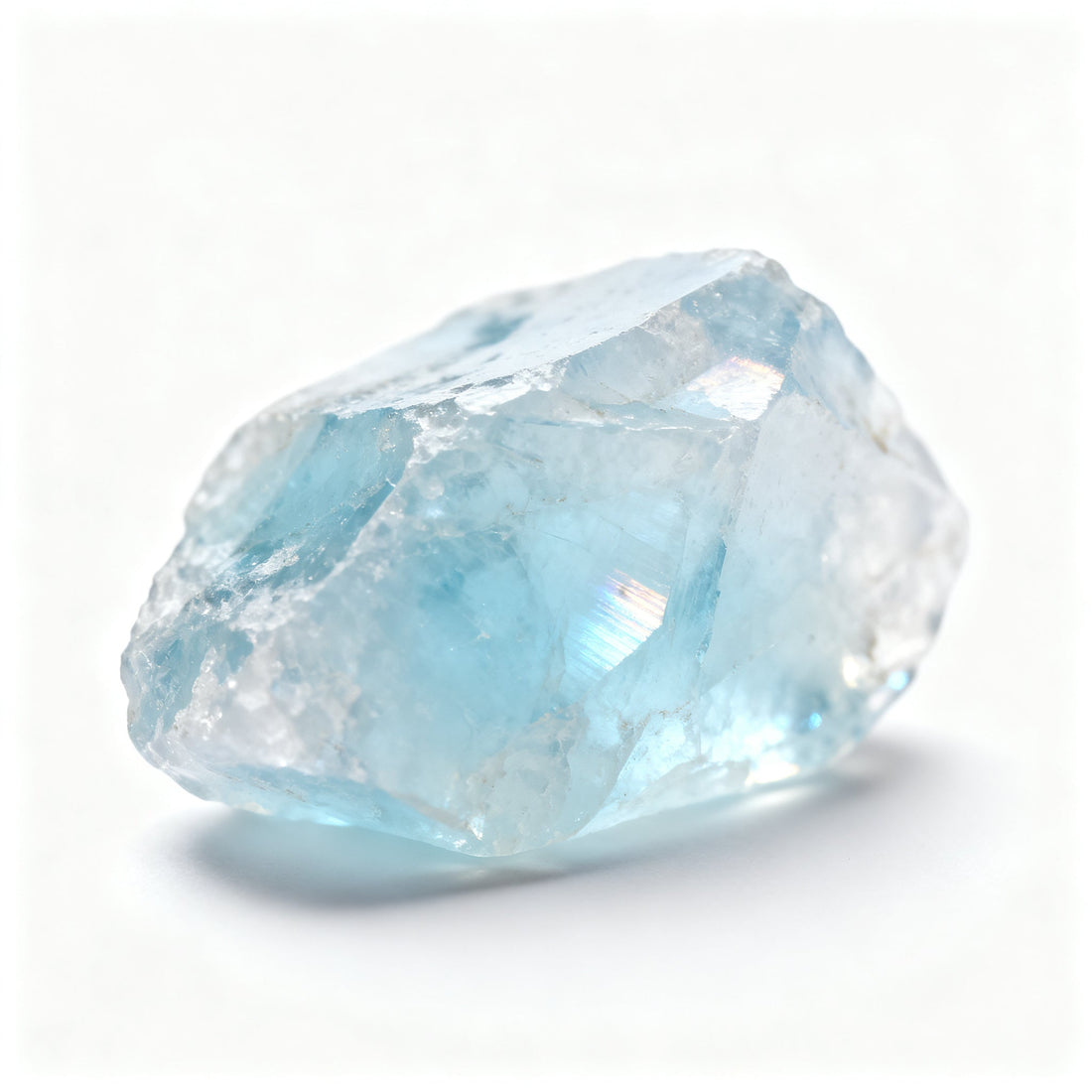 Faceted aquamarine gemstone in clear oceanic blue