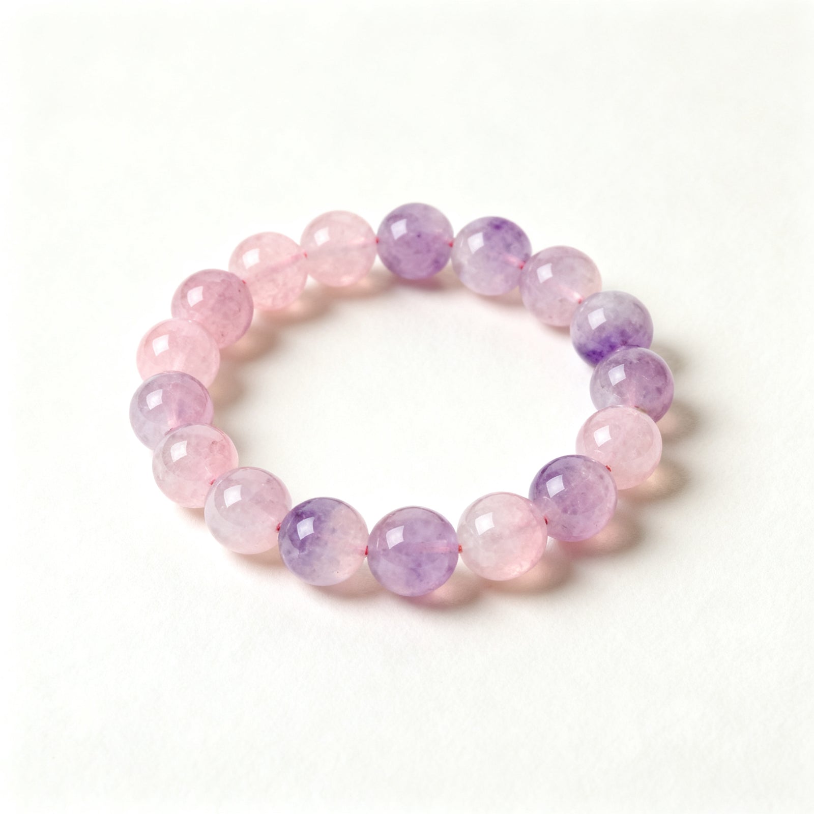 Kunzite crystal bracelet main product view - pink lilac 8mm beads | Vincryst