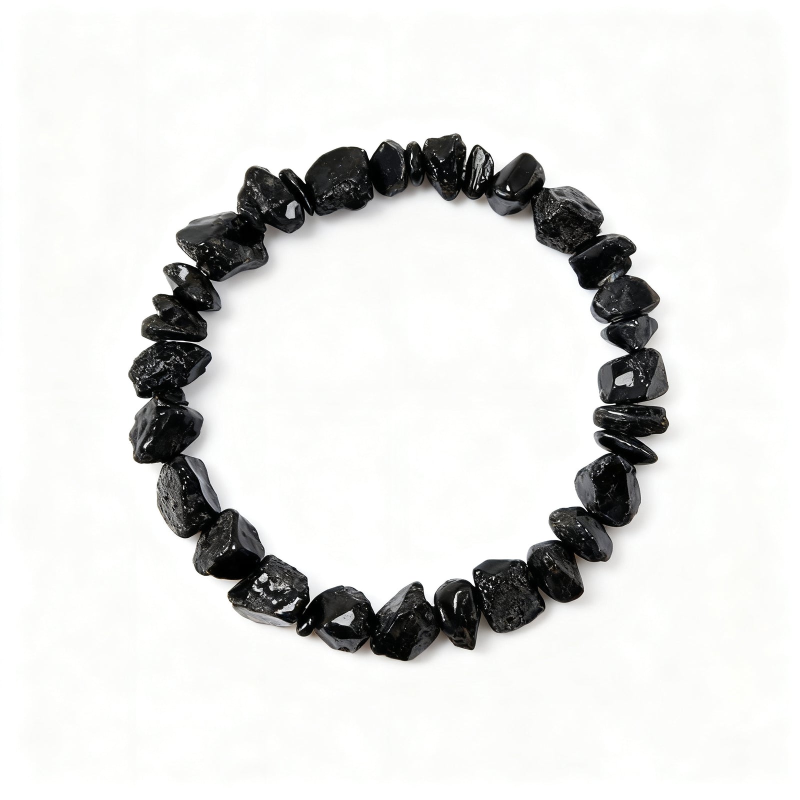 Natural Black Obsidian (Raw Nugget) beaded bracelet for Protection & Grounding - Black Obsidian Protection Grounding Bracelet