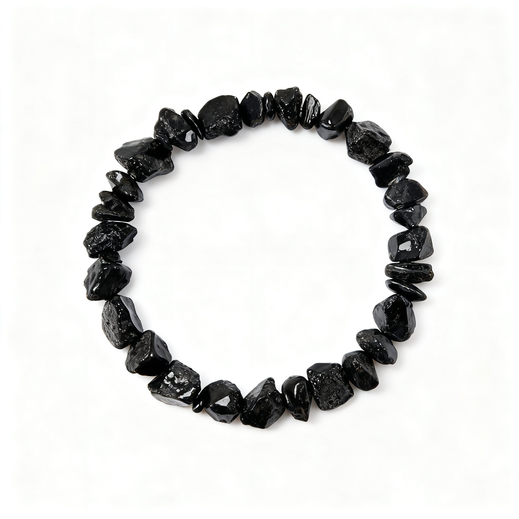 Natural Black Obsidian (Raw Nugget) beaded bracelet for Protection & Grounding - Black Obsidian Protection Grounding Bracelet