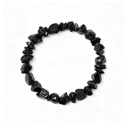 Natural Black Obsidian (Raw Nugget) beaded bracelet for Protection & Grounding - Black Obsidian Protection Grounding Bracelet