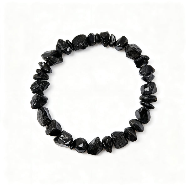 Natural Black Obsidian (Raw Nugget) beaded bracelet for Protection & Grounding - Black Obsidian Protection Grounding Bracelet