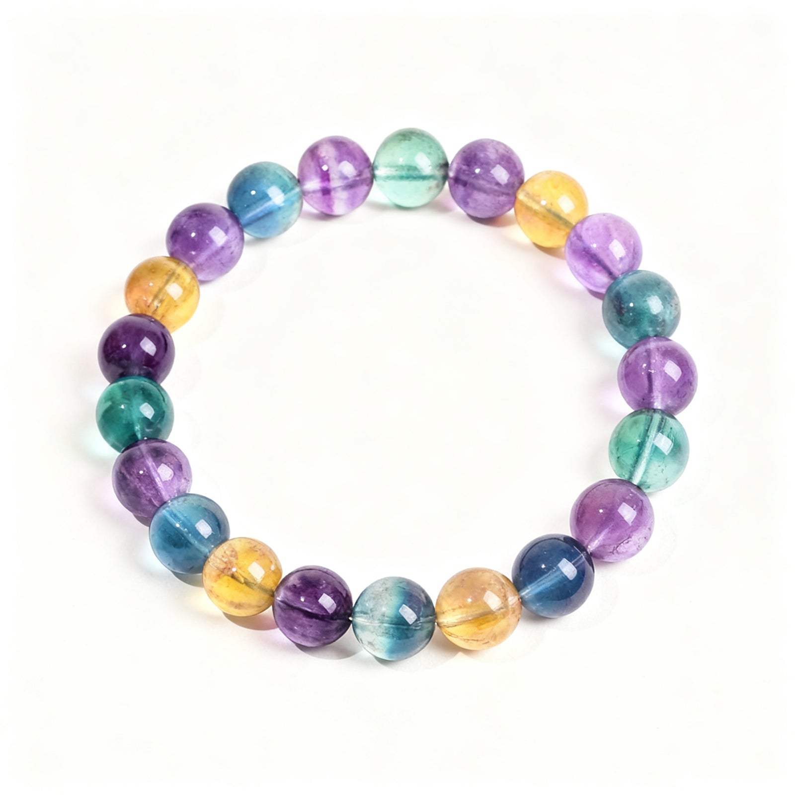 Natural Rainbow Fluorite beaded bracelet for Focus & Clarity - Rainbow Fluorite Focus Clarity Bracelet