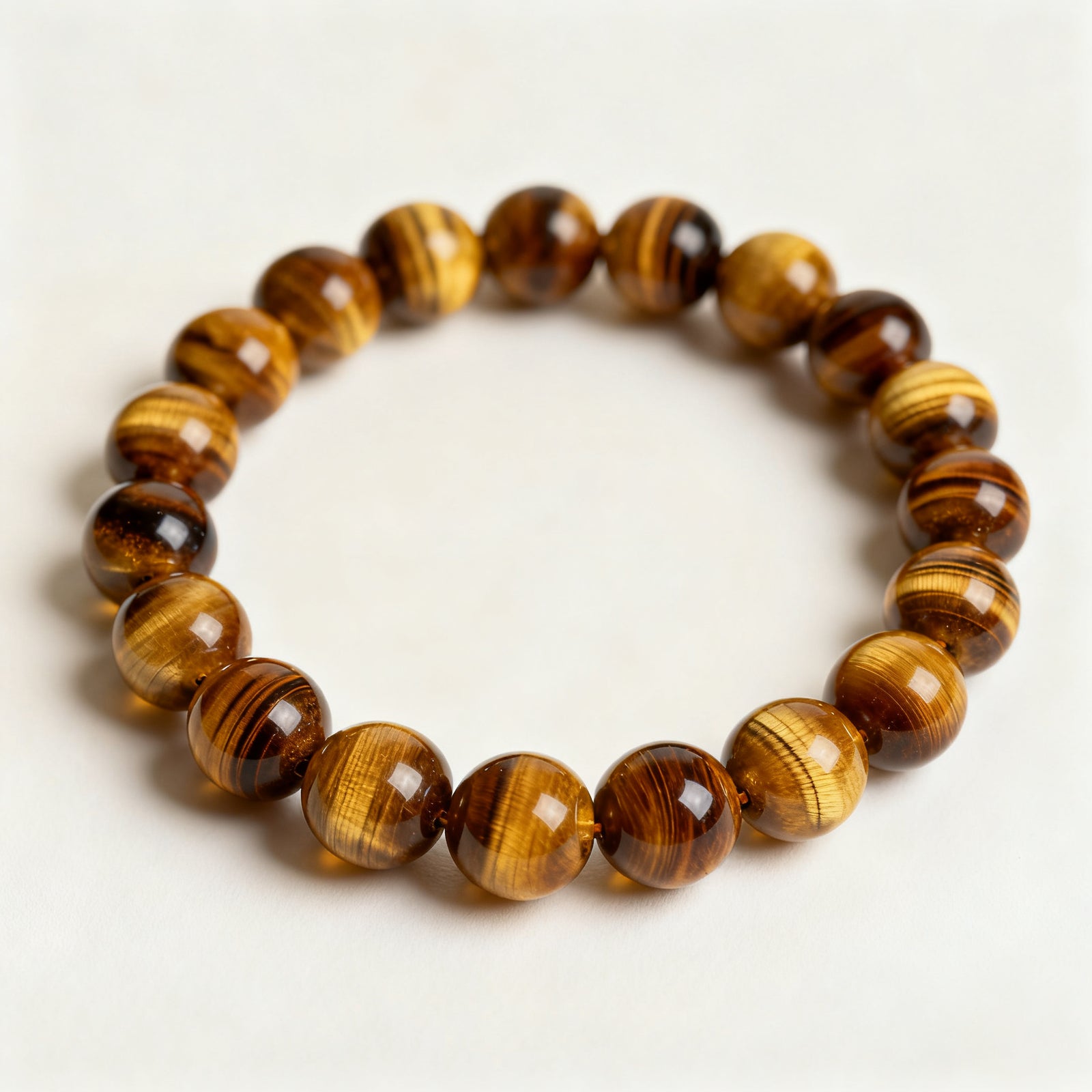 Tiger's Eye crystal bracelet main product view - golden brown 8mm beads | Vincryst