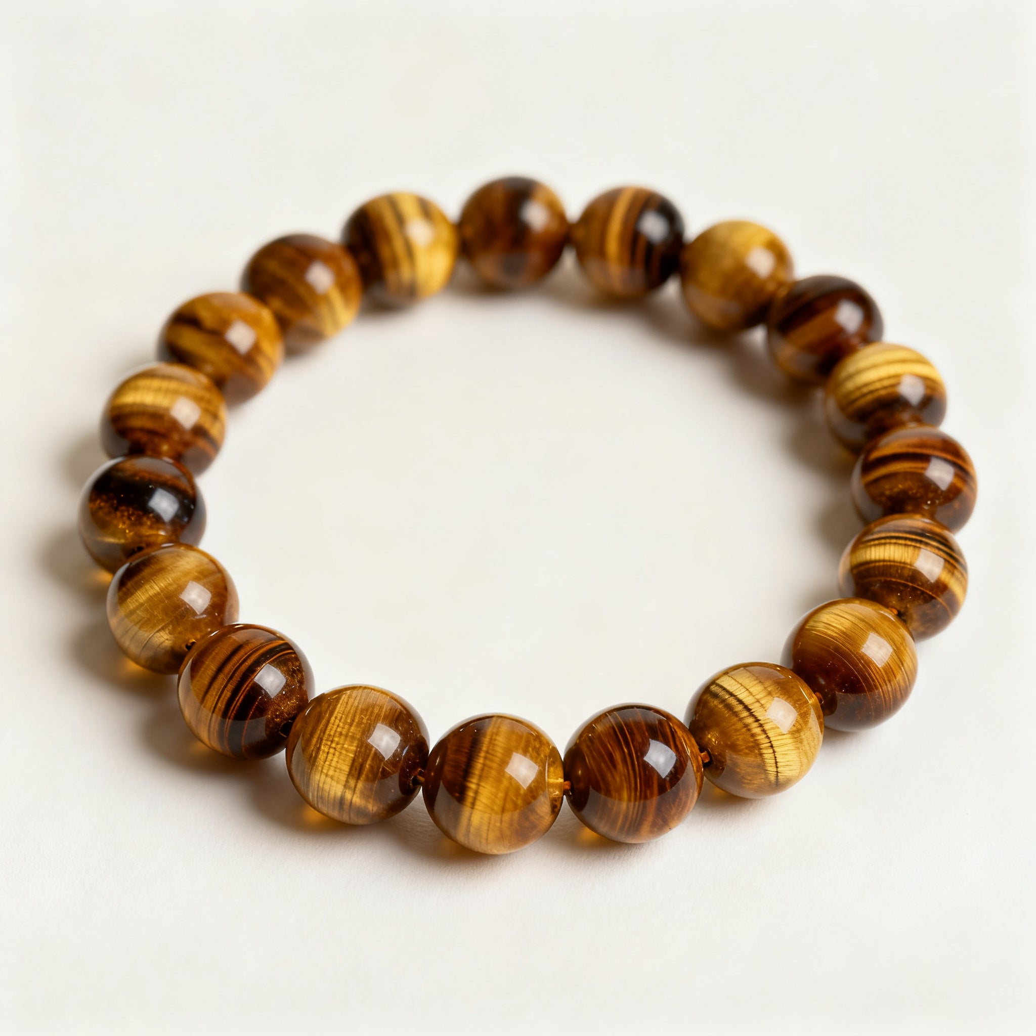 Tiger's Eye crystal bracelet main product view - golden brown 8mm beads | Vincryst