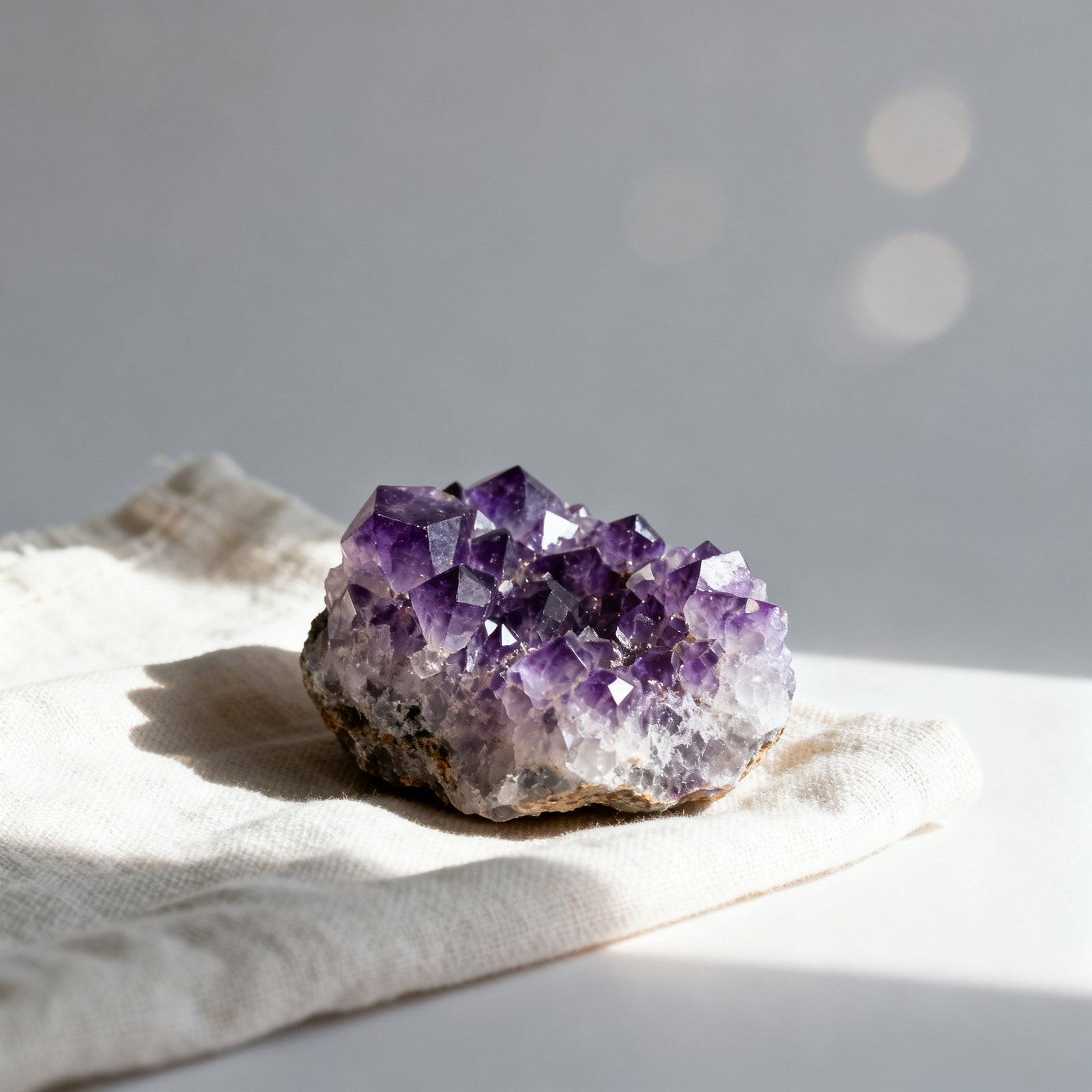 Premium Brazilian Amethyst crystal cluster showing deep purple formations