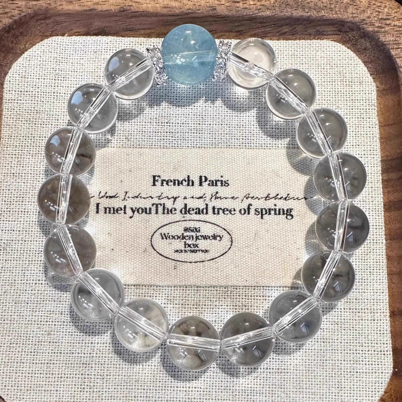 Pulsera de aguamarina – Cristal natural azul marino que calma
