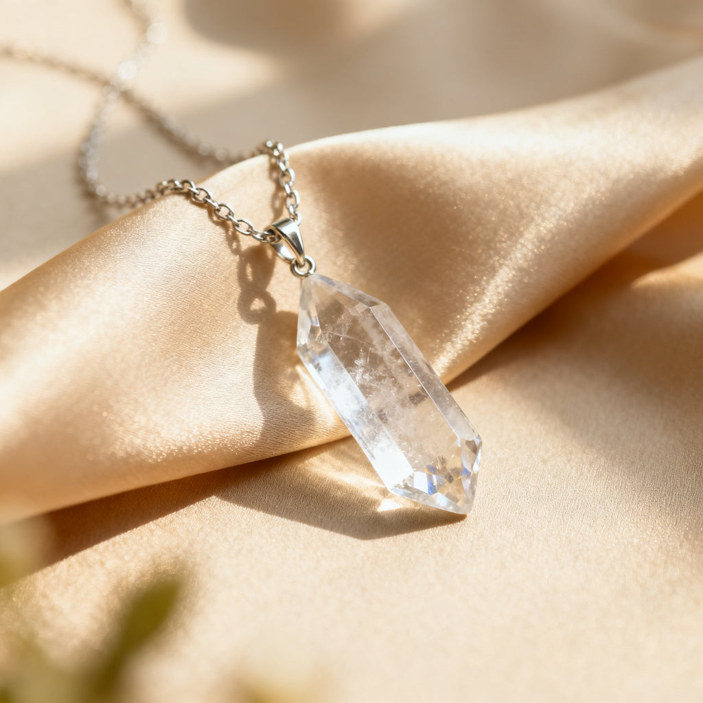 Clear Quartz Pendant Necklace — Sterling Silver
