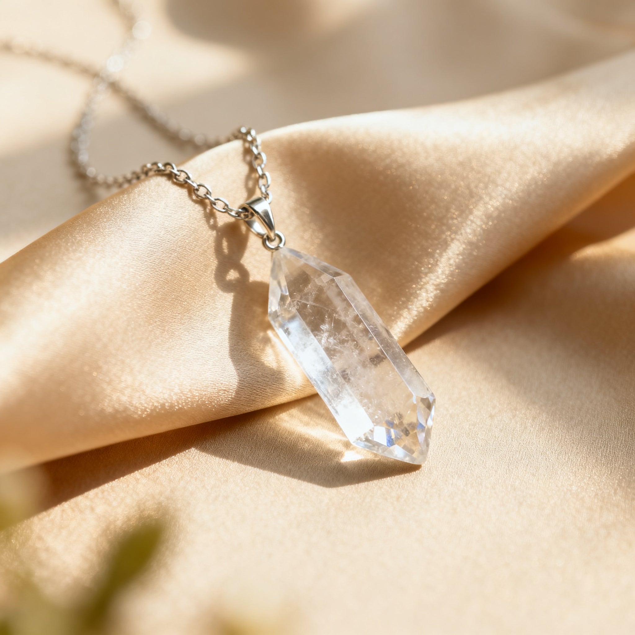 Clear Quartz Pendant Necklace — Sterling Silver