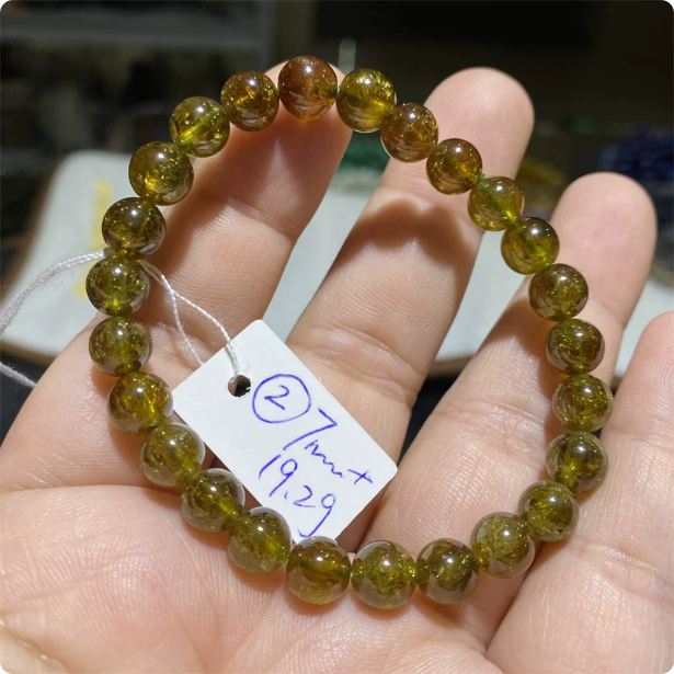 Natural garnet crystal beaded bracelet - real product photo