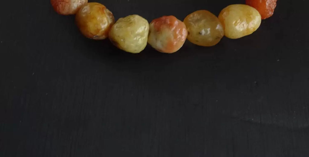 Natural Alxa vein agate raw stone handcrafted bracelet colorful seed agate beads