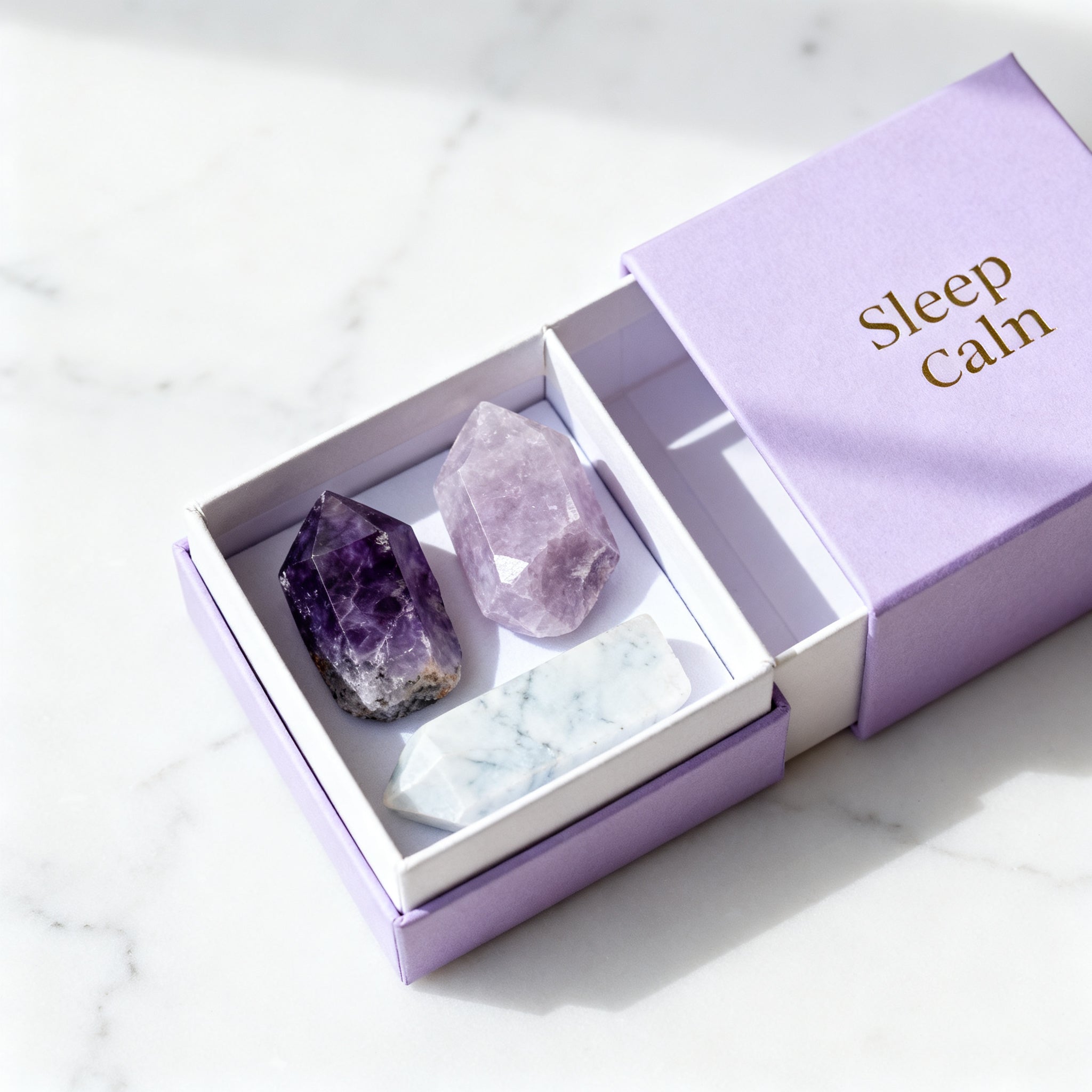 Sleep & Calm Crystal Set — 3 Stones + Guide