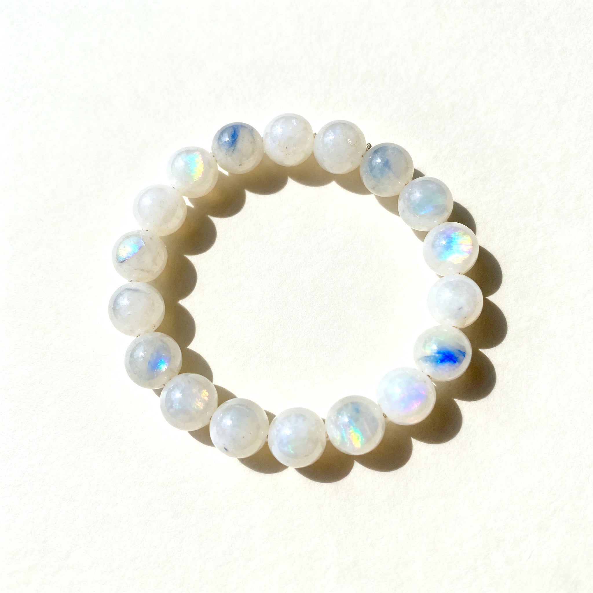 Natural Rainbow Moonstone Crystal Bracelet - Growth & Focus