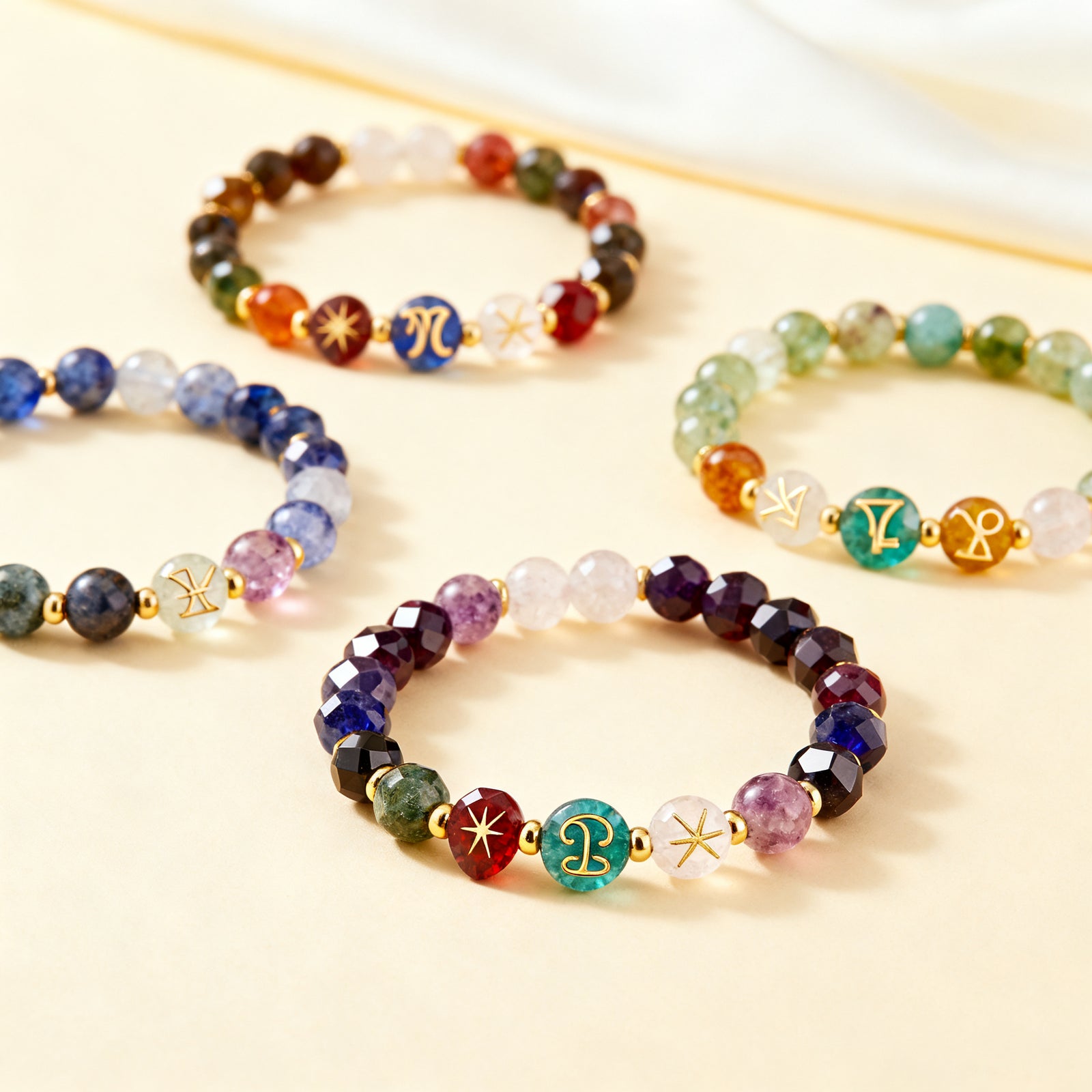 12 Zodiac Crystal Bracelets Collection - Natural Birthstone Jewelry