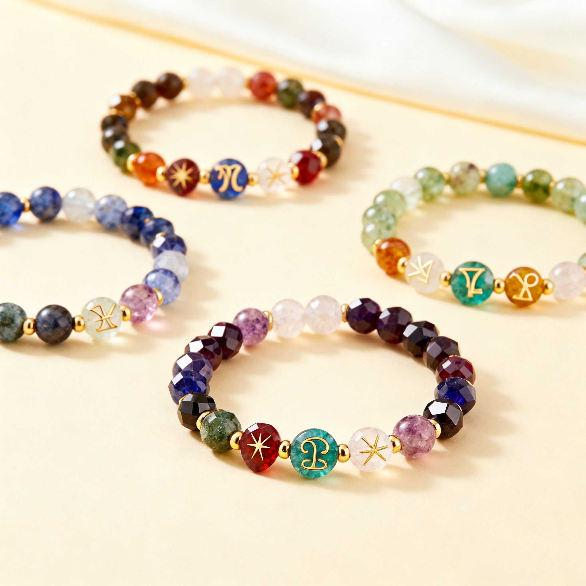 12 Zodiac Crystal Bracelets Collection - Natural Birthstone Jewelry