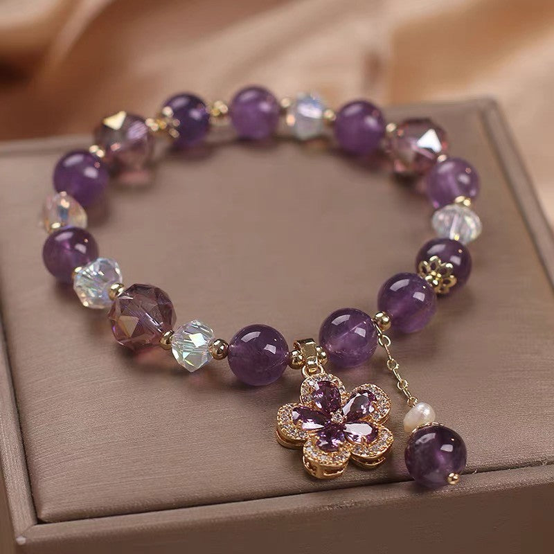 Natural Amethyst Bracelet — 8mm beads