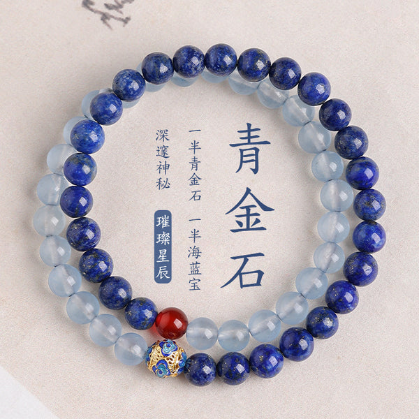 Natural Lapis Lazuli Bracelet – Deep Celestial Blue Stone