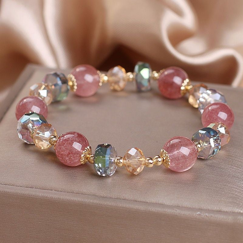 Natural Strawberry Quartz Bracelet — 8mm beads