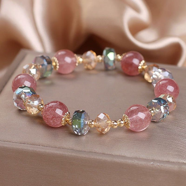 Natural Strawberry Quartz Bracelet — 8mm beads